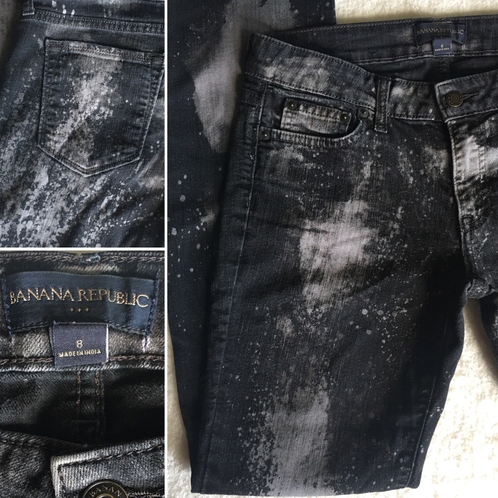 Banana Republic Paint Splatter Jeans Gray/Black 8